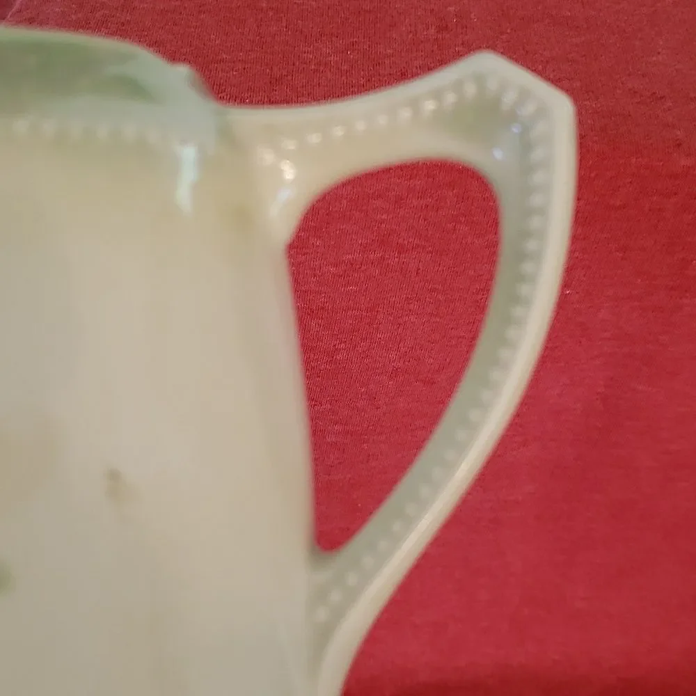 Large Vintage Floral Creamer Pitcher - Scalloped Edge - Marked 